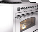 ILVE Nostalgie II 36-Inch Freestanding Natural Gas Dual Fuel Range in Stainless Steel with Chrome Trim (UP36FNMPSSC)