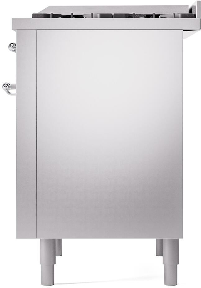 Stainless steel dual fuel range rear panel with vent openings and leveling feet