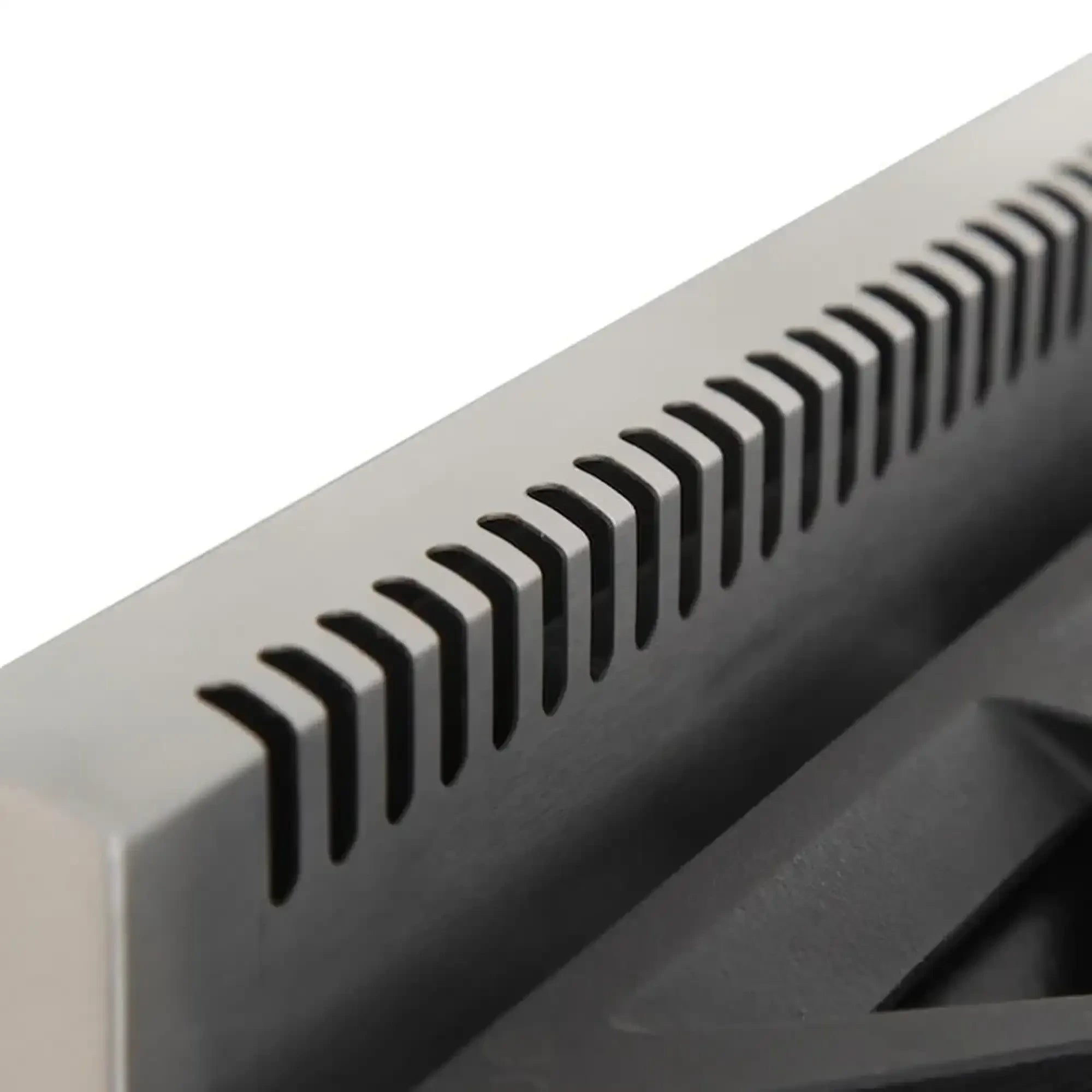 Gas range vented control panel with row of raised air slots