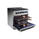 Vezeni 36-Inch Randolph Gas Range in Stainless Steel with Blue Accents (VRN3601-BL)