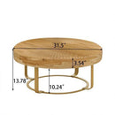 Parrot Uncle 31.5-Inch Modern Round Coffee Table with Wooden Carving Pattern & Metal Legs for Living Room , Reception Room