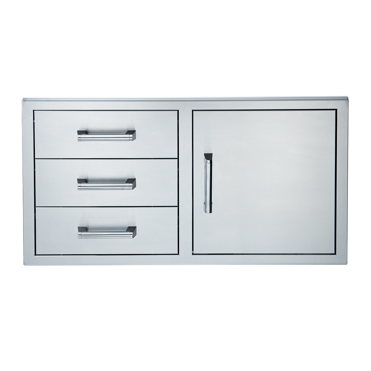Stainless steel single-door outdoor unit with three drawers and vertical handle