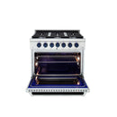 Vezeni 36-Inch Randolph Gas Range in Stainless Steel with Blue Accents (VRN3601-BL)