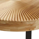 Parrot Uncle 31.5-Inch Modern Round Coffee Table with Wooden Carving Pattern & Metal Legs for Living Room , Reception Room