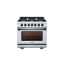 Vezeni 36-Inch Randolph Gas Range in Stainless Steel with Blue Accents (VRN3601-BL)