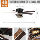 Parrot Uncle 48-Inch Antwerp Farmhouse Flush Mount Reversible Ceiling Fan with Lighting and Remote Control (F6240Q110V)
