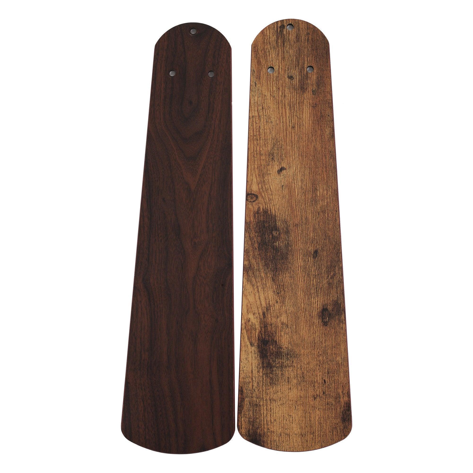 Pair of reversible wooden ceiling fan blades with mounting holes