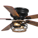 Parrot Uncle 48-Inch Antwerp Farmhouse Flush Mount Reversible Ceiling Fan with Lighting and Remote Control (F6240Q110V)