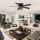 Parrot Uncle 48-Inch Antwerp Farmhouse Flush Mount Reversible Ceiling Fan with Lighting and Remote Control (F6240Q110V)
