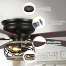 Parrot Uncle 48-Inch Antwerp Farmhouse Flush Mount Reversible Ceiling Fan with Lighting and Remote Control (F6240Q110V)
