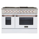Kucht Signature 48-Inch Pro-Style Dual Fuel Range with Propane Gas in Stainless Steel with White Oven Door & Gold (KDF482/LP-W-GOLD)