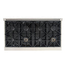 Kucht Signature 48-Inch Pro-Style Dual Fuel Range with Propane Gas in Stainless Steel with White Oven Door & Gold (KDF482/LP-W-GOLD)