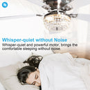 Parrot Uncle 48-Inch Modern Flush Mount Reversible Crytsal Ceiling Fan with Lighting and Remote Control