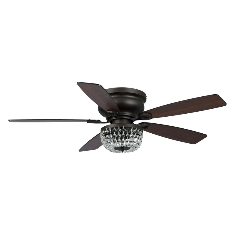 Parrot Uncle 48-Inch Modern Flush Mount Reversible Crytsal Ceiling Fan with Lighting and Remote Control