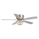 Parrot Uncle 48-Inch Modern Flush Mount Reversible Crytsal Ceiling Fan with Lighting and Remote Control