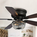 Parrot Uncle 48-Inch Modern Flush Mount Reversible Crytsal Ceiling Fan with Lighting and Remote Control