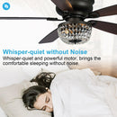 Parrot Uncle 48-Inch Modern Flush Mount Reversible Crytsal Ceiling Fan with Lighting and Remote Control