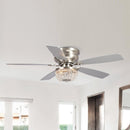 Parrot Uncle 48-Inch Modern Flush Mount Reversible Crytsal Ceiling Fan with Lighting and Remote Control