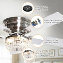 Parrot Uncle 48-Inch Modern Flush Mount Reversible Crytsal Ceiling Fan with Lighting and Remote Control