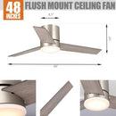 Parrot Uncle 48-Inch Satin Nickel Flush Mount Low Profile Ceiling Fan with LED Lighting (F6298SNQ110V)