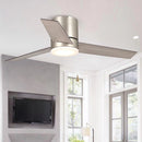 Parrot Uncle 48-Inch Satin Nickel Flush Mount Low Profile Ceiling Fan with LED Lighting (F6298SNQ110V)