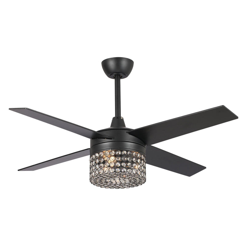 Parrot Uncle 48-Inch Pune Modern Downrod Mount Reversible Crystal Ceiling Fan with Lighting and Remote Control (F6306Q110V)