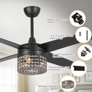 Parrot Uncle 48-Inch Pune Modern Downrod Mount Reversible Crystal Ceiling Fan with Lighting and Remote Control (F6306Q110V)