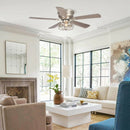 Parrot Uncle 48-Inch Thurber Industrial Satin Nickel Flush Mount Reversible Ceiling Fan with Lighting and Remote Control (F6310Q110V)