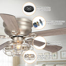 Parrot Uncle 48-Inch Thurber Industrial Satin Nickel Flush Mount Reversible Ceiling Fan with Lighting and Remote Control (F6310Q110V)