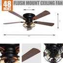 Parrot Uncle 48-Inch Ummuhan Industrial Flush Mount Ceiling Fan with Lighting