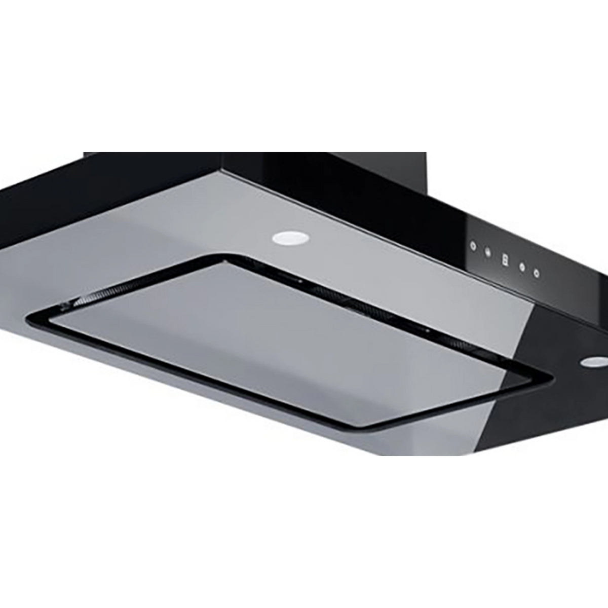 Matte black range hood canopy with inner filter frame and vent opening