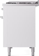 ILVE Nostalgie II 48-Inch Dual Fuel Freestanding Range in White with Chrome Trim (UP48FNMPWHCLP)