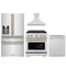 ZLINE Autograph Edition 4-Piece Appliance Package - 30-Inch Gas Range, Refrigerator with Water Dispenser, Wall Mounted Range Hood, & 24-Inch Tall Tub Dishwasher in Stainless Steel with Champagne Bronze Trim (4AKPR-SGRRHDWM30-CB)