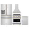 ZLINE Autograph Edition 4-Piece Appliance Package - 30-Inch Gas Range, Refrigerator with Water Dispenser, Wall Mounted Range Hood, & 24-Inch Tall Tub Dishwasher in Stainless Steel with Gold Trim (4AKPR-SGRRHDWM30-G)