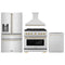 ZLINE Autograph Edition 4-Piece Appliance Package - 36-Inch Gas Range, Refrigerator with Water Dispenser, Wall Mounted Range Hood, & 24-Inch Tall Tub Dishwasher in Stainless Steel with Gold Trim (4AKPR-SGRRHDWM36-G)