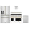 ZLINE Autograph Edition 4-Piece Appliance Package - 48-Inch Stainless Steel Gas Range, Refrigerator with Water Dispenser, Wall Mounted Range Hood, & 24-Inch Tall Tub Dishwasher in White Matte and Gold Accents (4AKPR-SGRWMRHDWM48-G)