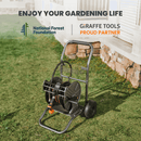 Giraffe Tools Heavy Duty Stainless Steel Garden Hose Reel Cart 2 Wheels (SW-8CUS)
