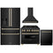 ZLINE Autograph Edition 4-Piece Appliance Package - 36-Inch Dual Fuel Range, Refrigerator with Water Dispenser, Wall Mounted Range Hood, and 24-Inch Tall Tub Dishwasher in Black Stainless Steel with Gold Trim (4KAPR-RABRHDWV36-G)