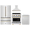 ZLINE Autograph Edition 4-Piece Appliance Package - 30-Inch Gas Range, Refrigerator, Wall Mounted Range Hood, & 24-Inch Tall Tub Dishwasher in Stainless Steel with Gold Trim (4KAPR-SGRRHDWM30-G)