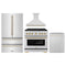 ZLINE Autograph Edition 4-Piece Appliance Package - 36-Inch Gas Range, Refrigerator, Wall Mounted Range Hood, & 24-Inch Tall Tub Dishwasher in Stainless Steel with Gold Trim (4KAPR-SGRRHDWM36-G)