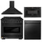 ZLINE 4-Piece Appliance Package - 36-inch Gas Range, Dishwasher, Microwave Drawer & Convertible Wall Mount Range Hood in Black Stainless Steel (4KP-RGBRH36-MWDW)