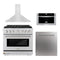 ZLINE 4-Piece Appliance Package - 36-inch Gas Range, Stainless Steel Dishwasher, Microwave Drawer & Premium Hood (4KP-RGRH36-MWDW)