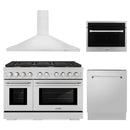 ZLINE 4-Piece Appliance Package - 48-Inch Gas Range, Tall Tub Dishwasher, Microwave Oven & Premium Hood (4KP-SGRRH48-MODWV)
