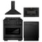 ZLINE 4-Piece Appliance Package - 30-Inch Gas Range, Microwave Drawer, Wall Mount Hood, and 3-Rack Dishwasher in Black Stainless Steel (4KP-SGRBRH30-MWDWV)