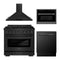 ZLINE 4-Piece Appliance Package - 36-Inch Gas Range, Convertible Wall Mount Hood, Microwave Oven, and 3-Rack Dishwasher in Black Stainless Steel (4KP-SGRBRH36-MODWV)