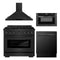 ZLINE 4-Piece Appliance Package - 36-inch Gas Range, Microwave Drawer, 3-Rack Dishwasher, & Convertible Wall Mount Range Hood in Black Stainless Steel (4KP-SGRBRH36-MWDWV)
