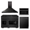 ZLINE 4-Piece Appliance Package - 48-Inch Gas Range, Convertible Wall Mount Hood, Microwave Oven, and 3-Rack Dishwasher in Black Stainless Steel (4KP-SGRBRH48-MODWV)
