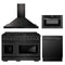 ZLINE 4-Piece Appliance Package - 48-Inch Gas Range, Convertible Wall Mount Hood, Microwave Drawer, and 3-Rack Dishwasher in Black Stainless Steel (4KP-SGRBRH48-MWDWV)