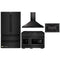 ZLINE 4-Piece Appliance Package - 48-Inch Gas Range, Refrigerator, Convertible Wall Mount Hood, and Microwave Drawer in Black Stainless Steel (4KPR-SGRBRH48-MW)