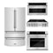 ZLINE 4-Piece Appliance Package - 36-Inch Rangetop, 30” Wall Oven, 36” Refrigerator, and Microwave Oven in Stainless Steel (4KPR-RT36-MWAWS)